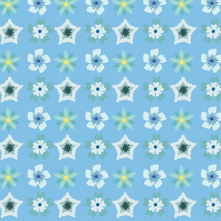 蓝底花朵星星图案背景