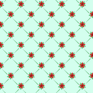 浅绿色底红花几何图案背景