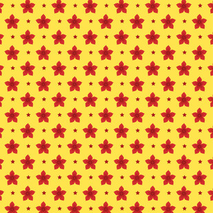 黄色背景红色星星图案