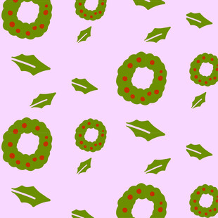 圣诞花环绿叶图案背景