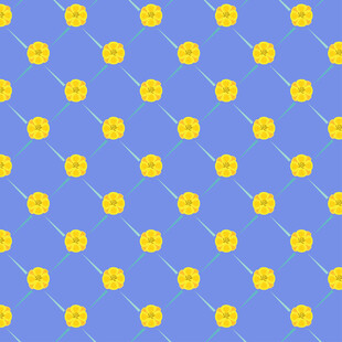 蓝色背景上的黄色花朵图案