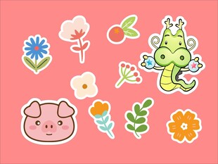 可爱卡通贴纸图案集合