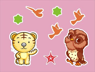 可爱动物贴纸