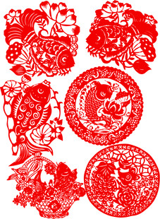 传统喜庆红色剪纸图案