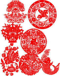 传统红色剪纸艺术作品