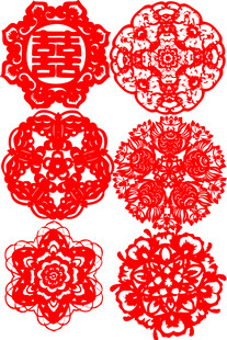 传统红色剪纸图案集合