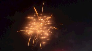 夜空中绚烂的金色烟花