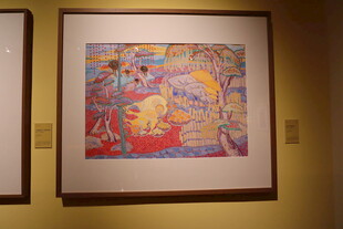 墙上的彩色艺术画作