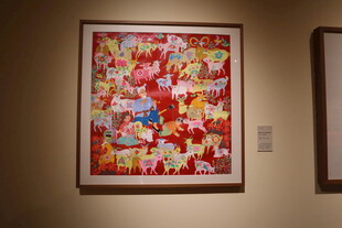 墙上的多彩艺术画作