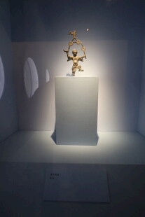 简约展台中的精致花卉摆件