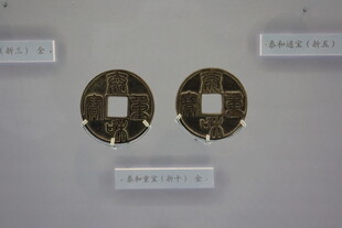 古代圆形方孔钱币展示