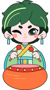端午拟人形象设计打鼓
