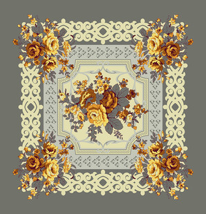 复古花卉牡丹图案精美地毯设计