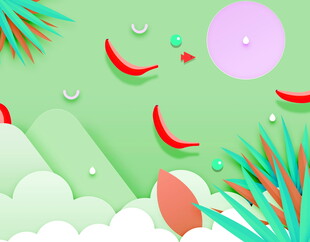 夏日清新水果风景插画