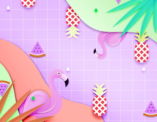 夏日火烈鸟主题装饰元素