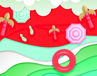 夏日海滩度假风插画