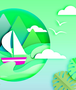 海上帆船之旅清新自然景