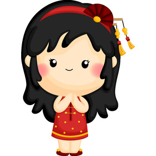 可爱中式装扮卡通小女孩