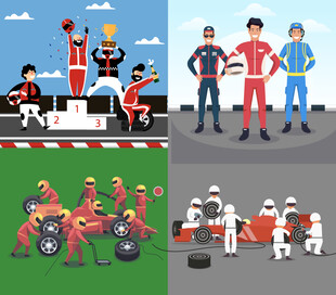 赛车团队风采与维修场景