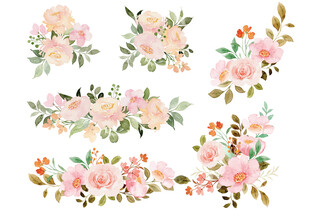 水彩粉色花卉装饰图案