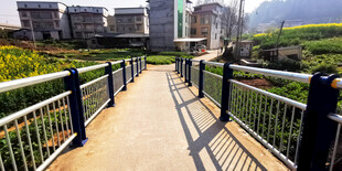 城市中带护栏的步道景观