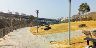 城市河畔休闲步道风景