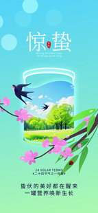 惊蛰时节飞鸟伴春景海报