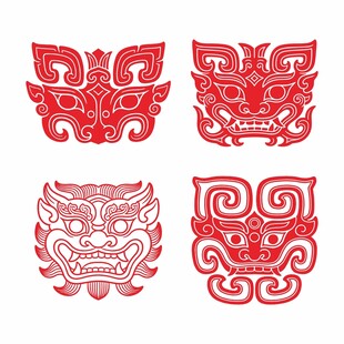 传统中式兽面纹图案设计