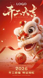 2026龙年喜庆舞狮贺岁图