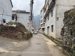 乡村狭窄小巷的质朴景象