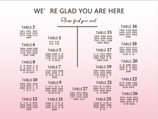 粉色渐变座次表