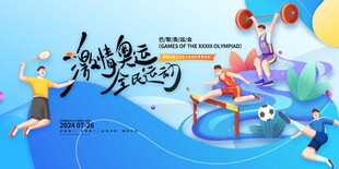 激情奥运全民运动巴黎奥运会展板