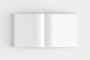 空白翻开的正方形书本展示样机