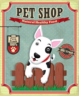 宠物商店可爱狗狗插画