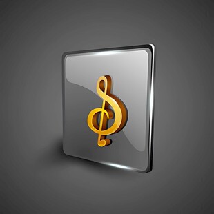 音乐图标闪耀金色高音谱号
