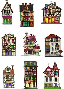 多彩手绘欧式风格小房屋