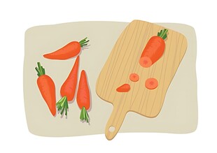 案板上的胡萝卜与辣椒