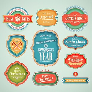 复古风格节日装饰标签