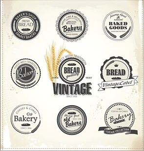 复古面包标签设计元素