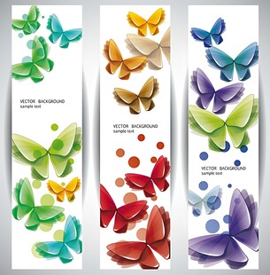 多彩蝴蝶垂直横幅设计