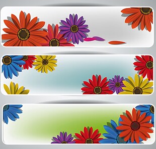 多彩花卉横幅设计素材