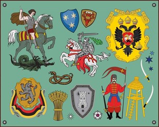 中世纪骑士徽章与装饰元素