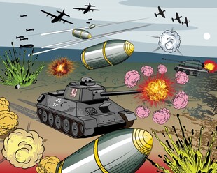 爆炸与军事元素插画