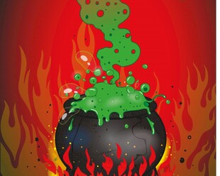 魔法火焰中的神秘魔法锅