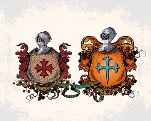 复古风格双徽章图案