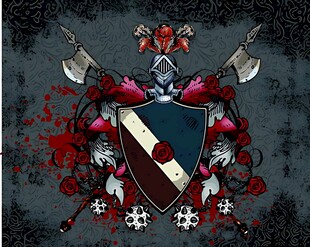 暗黑风交叉战斧盾牌图案