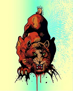 咆哮的滴血狮子插画