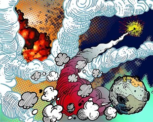 星球碰撞的奇幻宇宙景象