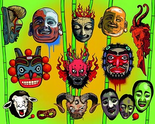 多彩面具展示多样形象