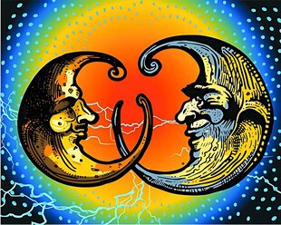 日月交织的神秘艺术图案